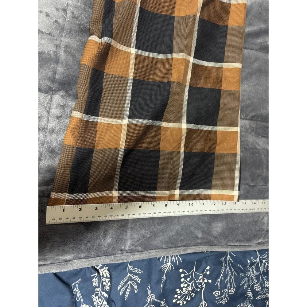 STAUD Brown Black Plaid Wide Leg Wool Blend Pleated High Rise Trousers Pants - Picture 12 of 15